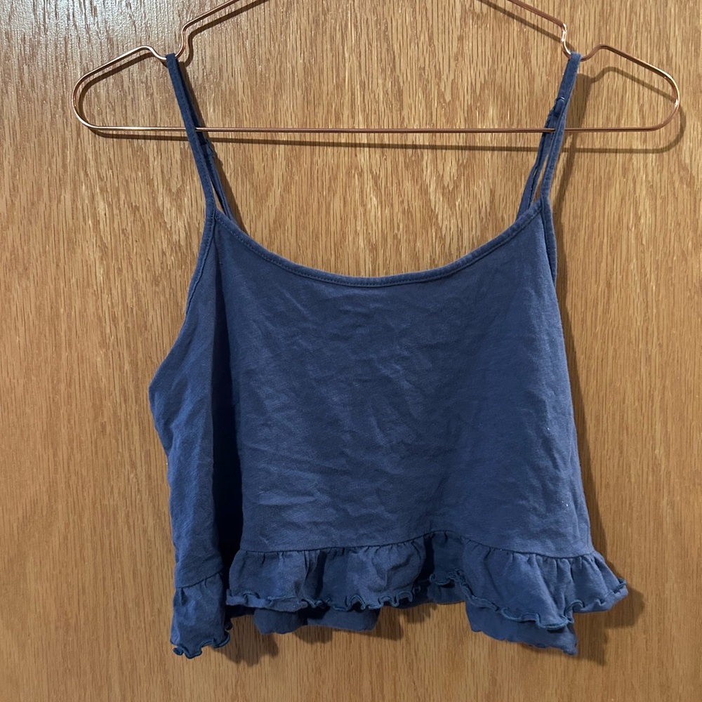 American Eagle Outfitters Blue Ruffled Crop Camisole